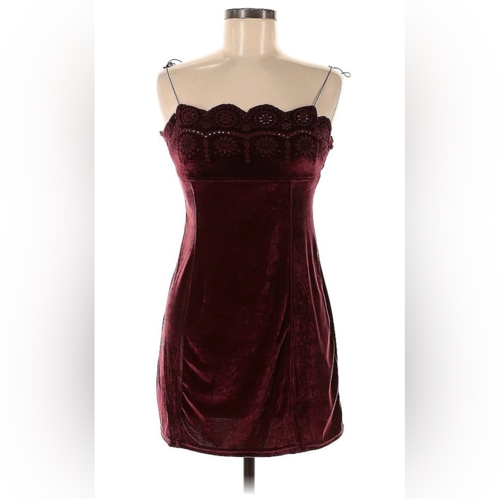 NWT Intimately Free People Wine Red Velvet Mini Dress